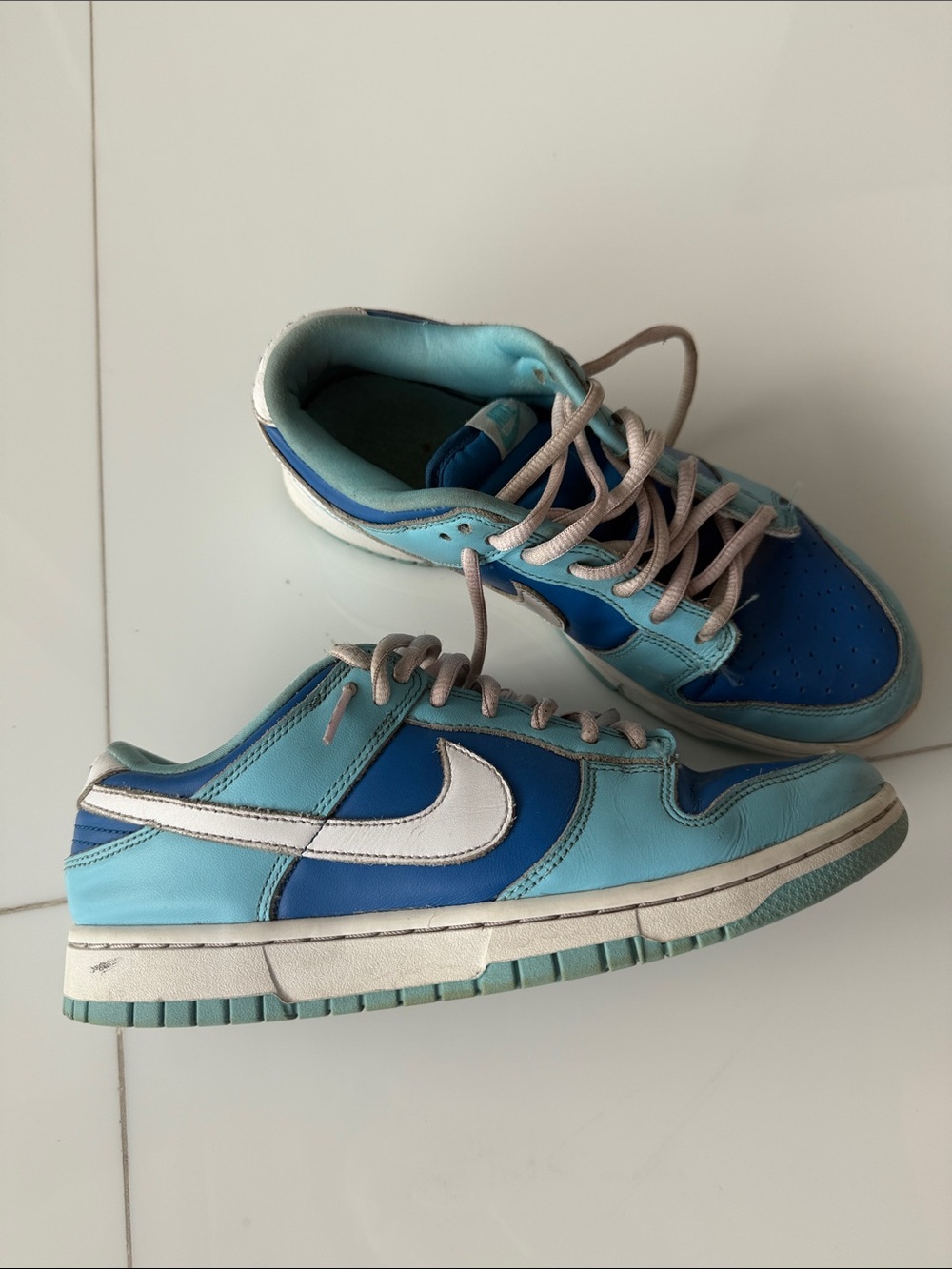 Kids blue and white Nike Dunk Low Retro QS 'Argon' sneakers 7